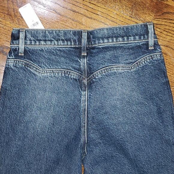 NWT Express Mid Rise Dark Wash Raw Hem Yoke Dream 70s Flare - Picture 6 of 7